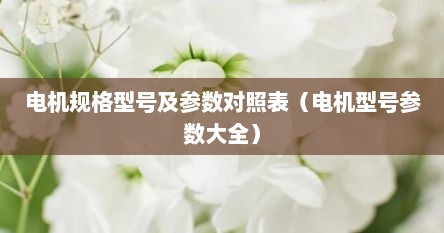 电机规格型号及参数对照表（电机型号参数大全）