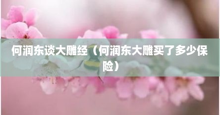何润东谈大雕经（何润东大雕买了多少保险）