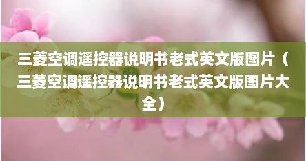 三菱空调遥控器说明书老式英文版图片（三菱空调遥控器说明书老式英文版图片大全）