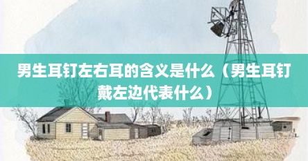 男生耳钉左右耳的含义是什么（男生耳钉戴左边代表什么）