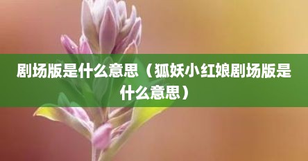 剧场版是什么意思（狐妖小红娘剧场版是什么意思）