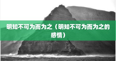 明知不可为而为之（明知不可为而为之的感情）