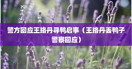 警方回应王珞丹寻鸭启事（王珞丹丢鸭子#回应）