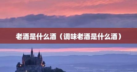 老酒是什么酒（调味老酒是什么酒）
