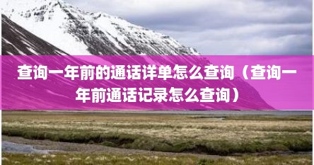 查询一年前的通话详单怎么查询（查询一年前通话记录怎么查询）