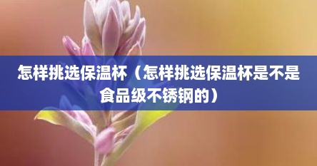 怎样挑选保温杯（怎样挑选保温杯是不是食品级不锈钢的）