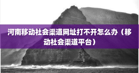 河南移动社会渠道网址打不开怎么办（移动社会渠道平台）