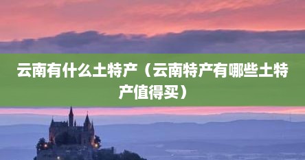 云南有什么土特产（云南特产有哪些土特产值得买）