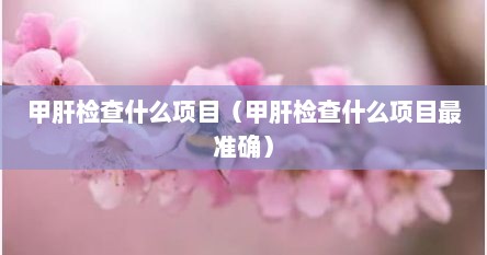 甲肝检查什么项目（甲肝检查什么项目最准确）