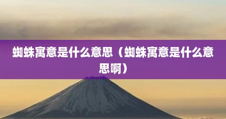 蜘蛛寓意是什么意思（蜘蛛寓意是什么意思啊）