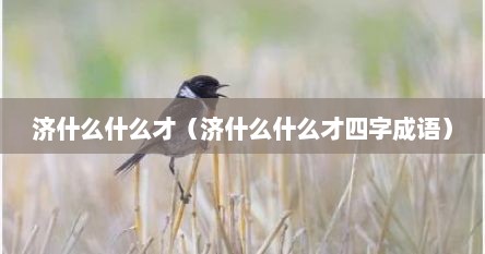 济什么什么才（济什么什么才四字成语）