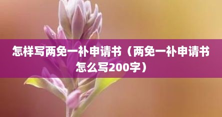 怎样写两免一补申请书（两免一补申请书怎么写200字）