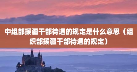 中组部援疆干部待遇的规定是什么意思（组织部援疆干部待遇的规定）