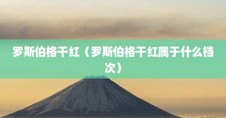 罗斯伯格干红（罗斯伯格干红属于什么档次）