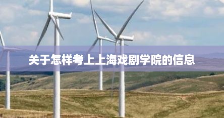 关于怎样考上上海戏剧学院的信息