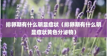 排卵期有什么明显症状（排卵期有什么明显症状黄色分泌物）