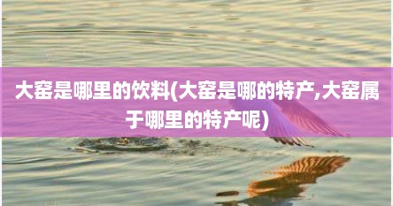 大窑是哪里的饮料(大窑是哪的特产,大窑属于哪里的特产呢)