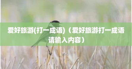 爱好旅游(打一成语)（爱好旅游打一成语请输入内容）