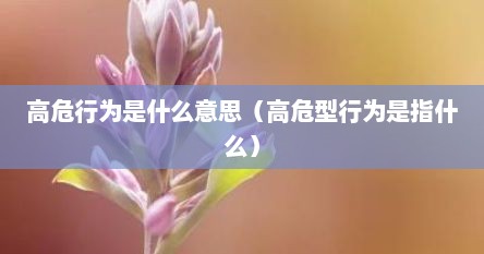 高危行为是什么意思（高危型行为是指什么）