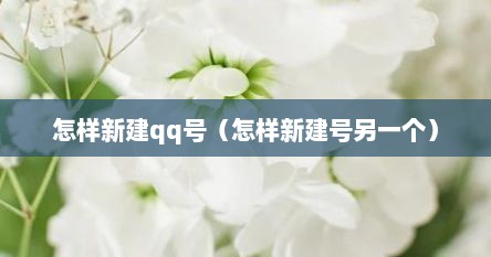 怎样新建qq号（怎样新建号另一个）