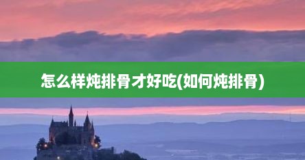 怎么样炖排骨才好吃(如何炖排骨)