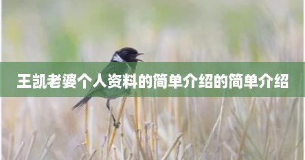 王凯老婆个人资料的简单介绍的简单介绍