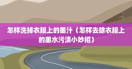 怎样洗掉衣服上的墨汁（怎样去除衣服上的墨水污渍小妙招）