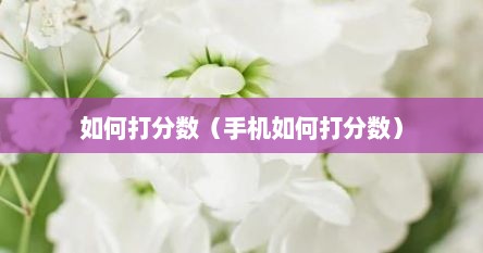 如何打分数（手机如何打分数）