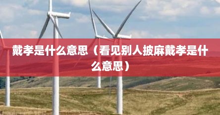 戴孝是什么意思（看见别人披麻戴孝是什么意思）