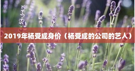 2019年杨受成身价（杨受成的公司的艺人）