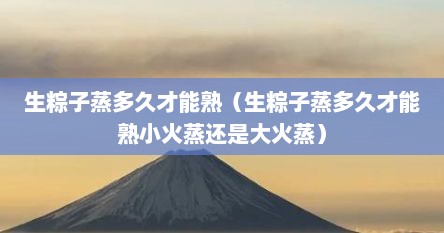 生粽子蒸多久才能熟（生粽子蒸多久才能熟小火蒸还是大火蒸）