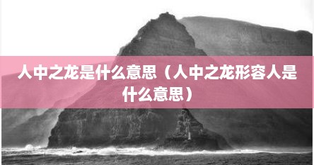 人中之龙是什么意思（人中之龙形容人是什么意思）