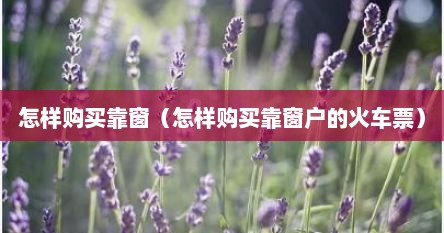 怎样购买靠窗（怎样购买靠窗户的火车票）