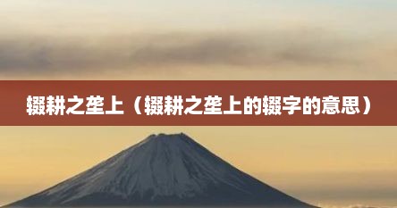 辍耕之垄上（辍耕之垄上的辍字的意思）