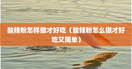 酸辣粉怎样做才好吃（酸辣粉怎么做才好吃又简单）