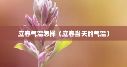 立春气温怎样（立春当天的气温）
