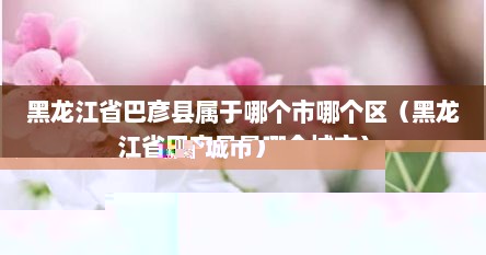 黑龙江省巴彦县属于哪个市哪个区（黑龙江省巴彦县是哪个城市）