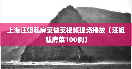 上海汪姐私房菜做菜视频现场播放（汪姐私房菜100例）