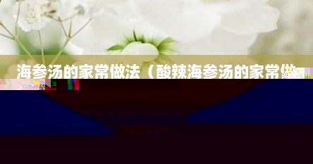 海参汤的家常做法（酸辣海参汤的家常做法）