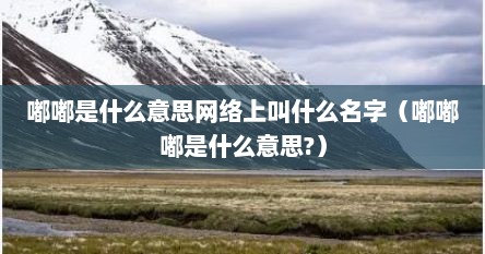 嘟嘟是什么意思网络上叫什么名字（嘟嘟嘟是什么意思?）