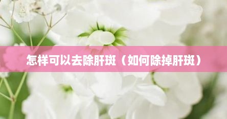 怎样可以去除肝斑（如何除掉肝斑）