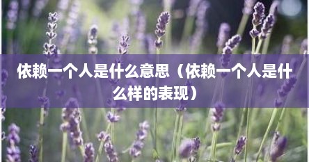 依赖一个人是什么意思（依赖一个人是什么样的表现）