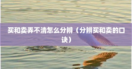买和卖弄不清怎么分辨（分辨买和卖的口诀）