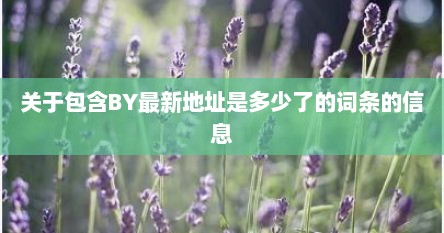 关于包含BY最新地址是多少了的词条的信息