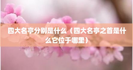 四大名亭分别是什么（四大名亭之首是什么它位于哪里）