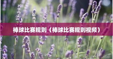 棒球比赛规则（棒球比赛规则视频）
