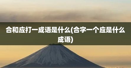 合和应打一成语是什么(合字一个应是什么成语)