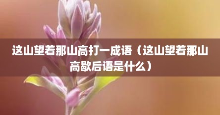 这山望着那山高打一成语（这山望着那山高歇后语是什么）