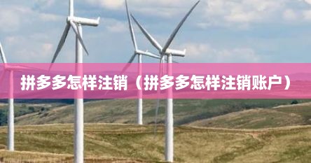 拼多多怎样注销（拼多多怎样注销账户）