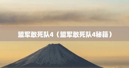 盟军敢死队4（盟军敢死队4秘籍）